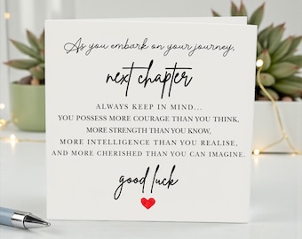 Personalized Good Luck Card, New Chapter Poem