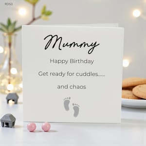 Tarjeta de cumpleaños personalizada para mamá, linda tarjeta de cumpleaños para mamá primeriza, mensaje de primer abrazo, regalo para mamá