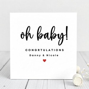 Cartão personalizado para recém-nascido – Design Oh Baby para novos pais.