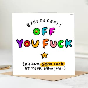 Divertente biglietto d'addio: "Addio, F.", divertente umorismo da ufficio, perfetto per amici o colleghi che hanno un nuovo lavoro. Biglietto d'auguri per colleghi di lavoro.