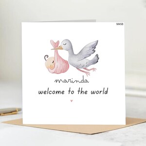 Tarjeta de bebé recién nacido, tarjeta de niña recién nacida, tarjeta de bienvenida al mundo, tarjeta de niña recién nacida, regalos para bebé recién nacido, tarjeta de niña recién nacida, tarjeta de recién nacido