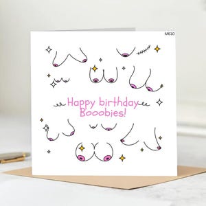 Funny Boob Birthday Card -Cheeky birthday Card For Her-Adult Humor Greeting Card-Boobies Card For Girlfriend, Wife.