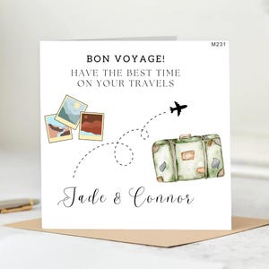 Bon Voyage Enjoy Your Travels Card, Personalised Card, Enjoy your trip card, flying abroad card, gap year card, for you both, lone traveller