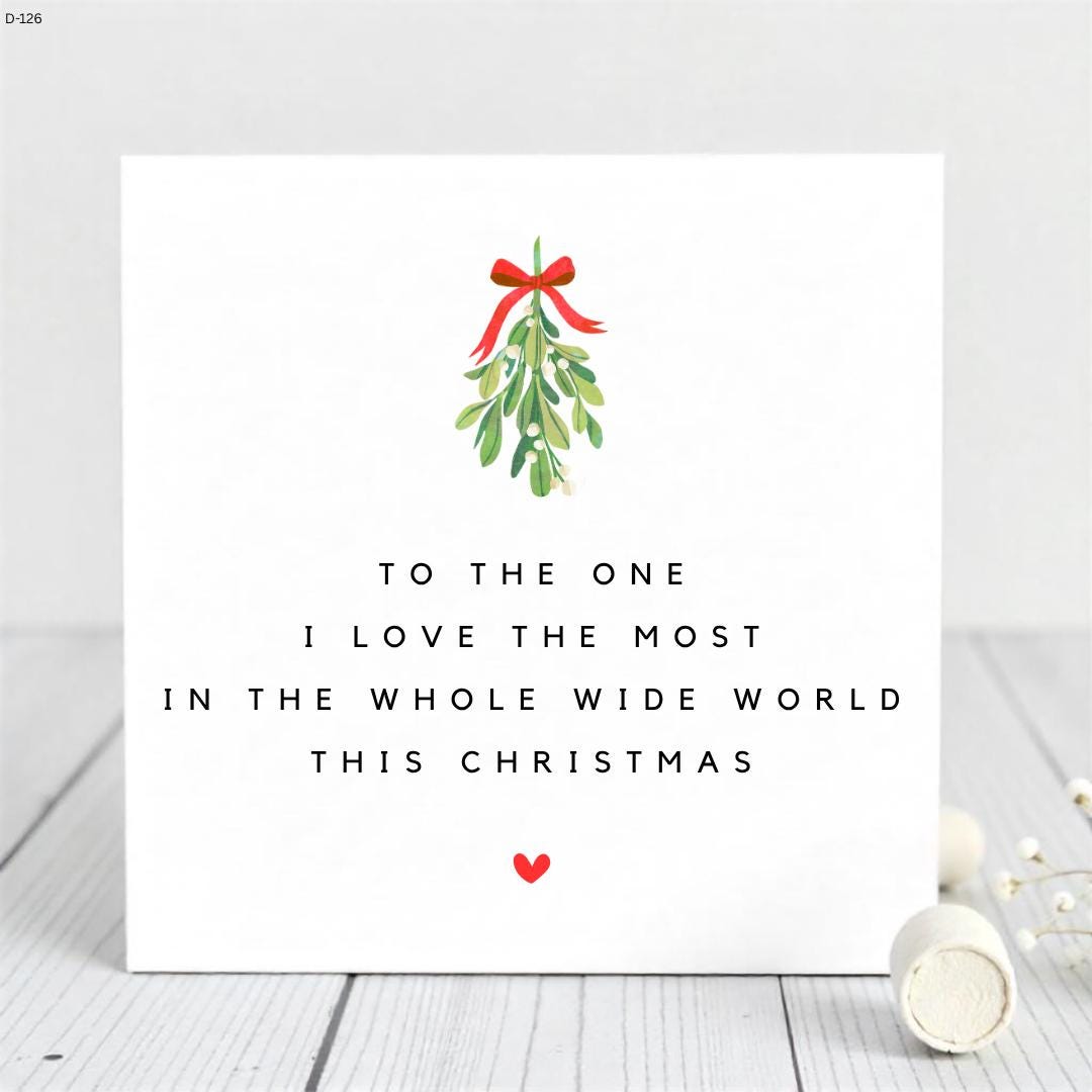 彼氏、彼女、夫へのパーソナライズされたクリスマスカード：ヤドリギデザイン（6x6） - Etsy 日本, image size:1080x1080