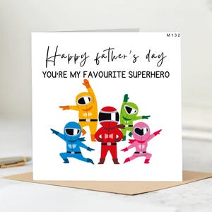Tarjeta del Feliz Día del Padre -Feliz Día del Padre-Hermosa tarjeta-Eres mi héroe favorito.