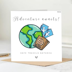 Good Luck With your Travelling Card, Solo traveller, around the world card, gift for new adventure, personalised, airplane, new countries