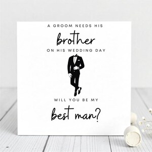 Getuige-voorstelkaart voor broer: wil jij mijn getuige zijn? Bruidegom-tot-broer trouwkaart-elegant pakontwerp-voor broer, vriend.