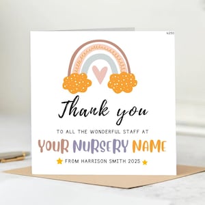 Carte d'ouvrier clé pour chambre d'enfant/maternelle - carte de remerciement personnalisée pour employé de chambre d'enfant