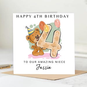 Süße Jungen-Karte, Junge und Bär Big Hugs Geburtstagskarte, handgemacht und personalisiert mit Namen, jedes Alter, jede Beziehung, Sohn / Bruder / Enkel