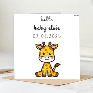 Tarjeta de "Hola Bebé" - Recién Nacido, Tarjeta de Bienvenida al Mundo, Tarjeta de Bebé con Diseño de Conejo Personalizado