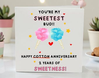 Funny 2nd Anniversary Card: Happy Cotton Anniversary - For Husband, Wife, or Couple