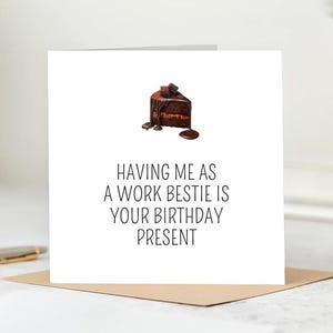 Carte d'anniversaire personnalisée Work Bestie - Carte humoristique Fr, collègue ou ami