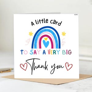 Een klein kaartje om een heel groot bedankje te zeggen Cadeaubon voor de leraar, vriend, haar hem Waarderingskaart leuk bedankje Regenboogontwerp
