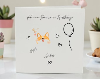 Personalized Dog Birthday Card, Cute Pet Birthday Card with Name, Funny Puppy Card for Dog Lovers, Kids or Friend, 6x6 Greeting Card