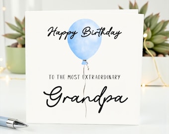 Personalised Grandad Birthday Card: Watercolor Balloon