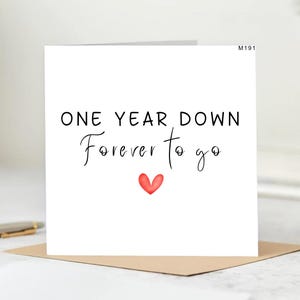Biglietto d'auguri per il primo anniversario, un anno trascorso, biglietto d'auguri personalizzato, biglietto per lui, biglietto d'auguri per lei