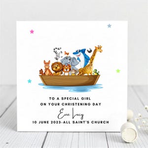 Biglietto di battesimo personalizzato per bambina - Disegno animale - Biglietto di battesimo