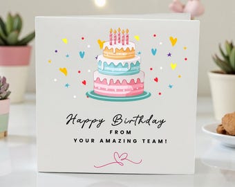 Work Colleague Birthday Card, Team Birthday Card from Work, Office Birthday Card for Coworker, Happy Birthday from Team Card, Staff Card