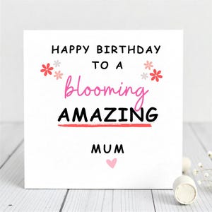 Cartão de aniversário para mãe - Cartão de mãe incrível e florido - Cartão de aniversário engraçado e floral para mãe, mãe, mãe, de filha, filho.