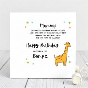 Carte d'anniversaire personnalisée Bump - Motif girafe - Carte d'anniversaire maman - Future maman