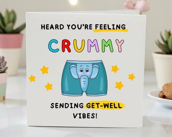 Funny Get Well Soon Card, Sorry You’re Feeling Pants Card, Cheeky Humor Recovery Card for Friend Colleague Partner