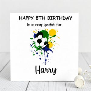 Buon 8° compleanno al figlio migliore1 - Biglietto dai genitori al figlio - Biglietti con nome personalizzati per ragazzi.
