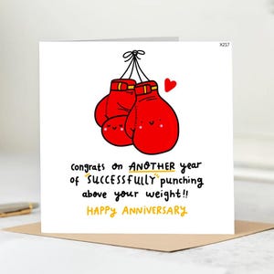 Funny Anniversary Card: &quot;Punching Above Your Weight&quot; - Humorous Love Card