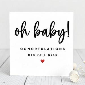 Oh schat! Nieuwe baby gefeliciteerd kaart - gepersonaliseerde naamkaart voor babyshower of aanstaande ouders - minimalistische genderneutrale kaart.