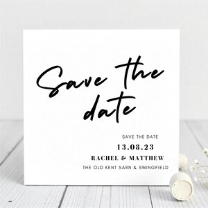 Élégante carte réservez la date - Date de mariage minimaliste - Carte de révélation - Conception de polices de caractères - Faire-part de mariage personnalisé.