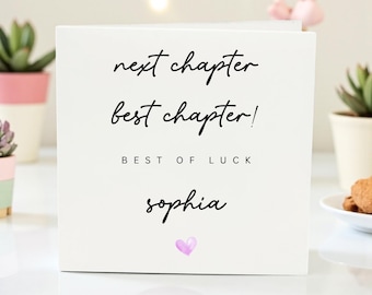 Personalized Leaving Card for Coworker, Here’s to Your Next Chapter Card with Name, Goodbye Card for Colleague Friend Boss, New Job Card