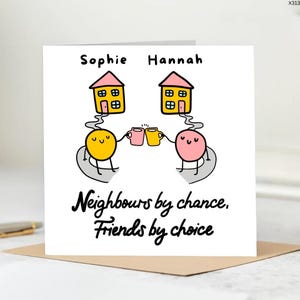 Neighbours by Chance Friends by Choice Card – Cute Friendship Card for Best Friend Neighbour – Birthday or Just Because Card for Bestie Mate