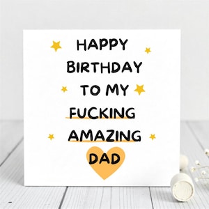 Carte d'anniversaire drôle de papa - carte sarcastique grossière pour papa - carte d'humour adulte pour lui. Carte d'anniversaire de fils à papa.