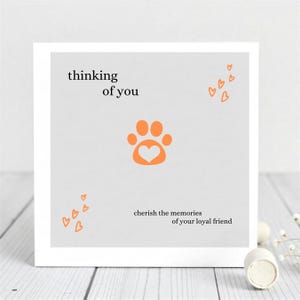 Carte de sympathie pour animal de compagnie - Une pensée pour vous - Gardez les souvenirs de votre ami fidèle - Carte de perte de chien, chat - Carte de deuil animal pour les propriétaires d'animaux de compagnie.