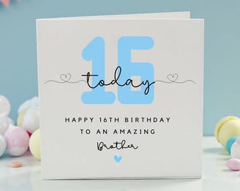 Personalised 16th Birthday Card for Brother, Sweet 16 Birthday Card, Happy 16th Birthday Brother, Custom Teen Birthday , Milestone Birthday