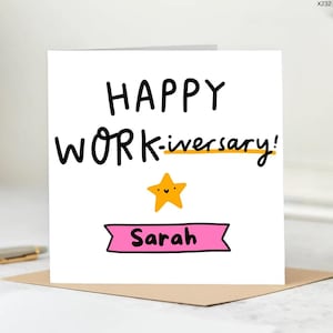 Personalized Work Anniversary Card – Happy Workiversary – Custom Name Employee Appreciation Card – Office Coworker Celebration