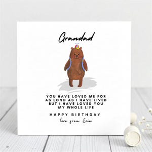 Carte d'anniversaire grand-père des petits-enfants - ours mignon - citation douce grand-père - amour personnalisé du nom