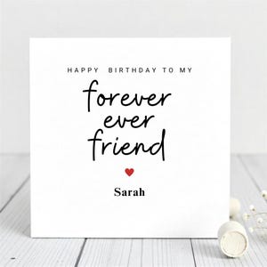 Biglietto di auguri di compleanno "Amico per sempre" - Biglietto di auguri di compleanno personalizzato per il migliore amico - Biglietto di auguri di amicizia minimalista e carino - Regalo BFF di Sarah