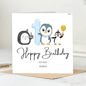 Cartão de 1º aniversário para menino, Cartão personalizado de primeiro aniversário, Cartão de um ano, Cartão de aniversário para filho, Cartão de aniversário