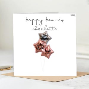Gepersonaliseerde vrijgezellenfeestkaart - Happy Hen Do Helena - aangepaste naam bruidsfeestkaart - roze hart ontwerp - voor aanstaande bruid, zus of vriend vrijgezellenfeest.