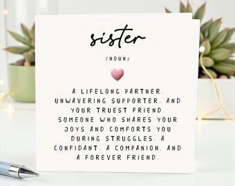 Personalized Sister Birthday Card with Poem, Personalized Special Gift, Sweet Sentimental Greeting