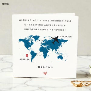 Personalisierte Bon Voyage Karte – Reise Abschiedskarte – Karte Abenteuer erwartet – Umzug ins Ausland Abschiedskarte – Benutzerdefinierte Karte Abschiedskarte
