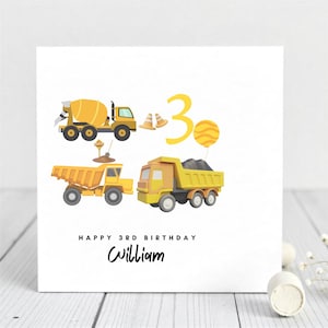 Carte d'anniversaire personnalisée pour le 3e anniversaire de la construction pour garçon, carte d'anniversaire pour fils, petit-fils, neveu, petit garçon