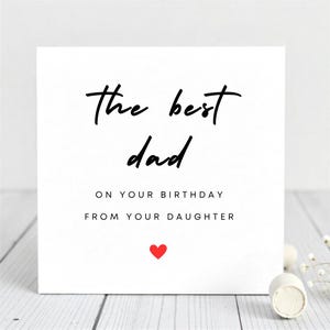 La meilleure carte d'anniversaire pour papa de fille - conception de coeur minimaliste - voeux d'anniversaire de père - carte sentimentale pour l'anniversaire des papas.