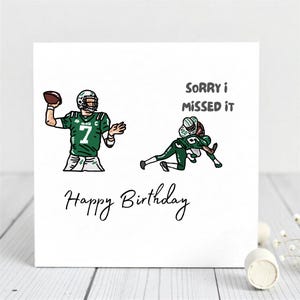 Désolé de l'avoir manqué ! Carte d'anniversaire de football pour lui - Carte de voeux d'anniversaire de football avec une touche d'humour.