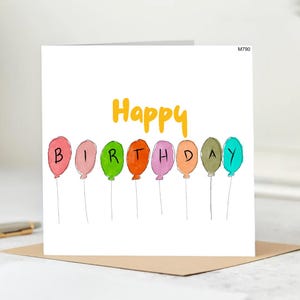 Carte d'anniversaire ballon coloré - Carte de voeux d'anniversaire arc-en-ciel - Carte amusante pour tous les âges - Cartes pour les membres de la famille, les amis et les camarades.
