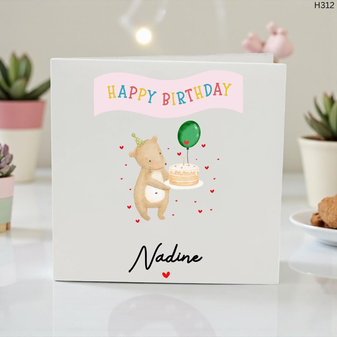 Personalised Birthday Card for Her, Custom Name Birthday Card, Cute ...
