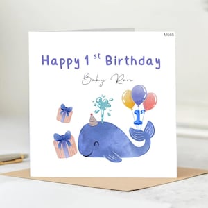 Cartão de 1º aniversário para menino, Cartão personalizado de primeiro aniversário, Cartão de um ano, Cartão de aniversário para filho, Cartão de aniversário