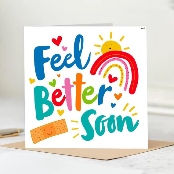 Buy Feel Better Soon Card – Cute Get Well Rainbow Card – Cheer up - Main Image