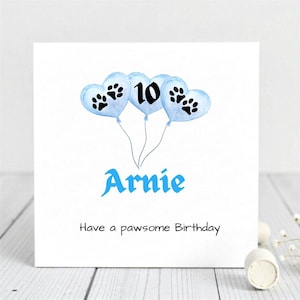 Cartão de aniversário personalizado para cachorro - Cartão de aniversário Paw Some - Cartão de aniversário personalizado para animal de estimação.