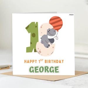 Cartão de 1º aniversário para menino, Cartão personalizado de primeiro aniversário, Cartão de um ano, Cartão de aniversário para filho, Cartão de aniversário